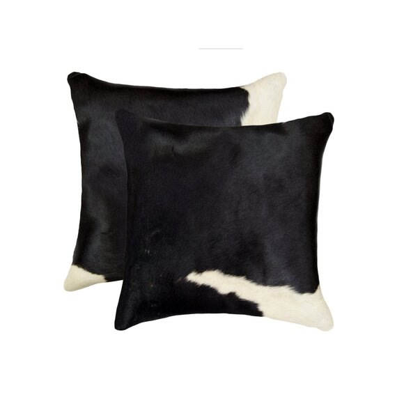 Natural Home Decor Torino Kobe Cowhide Pillow | 2-Piece | Black & white | 18"x18 - Picture 1 of 4
